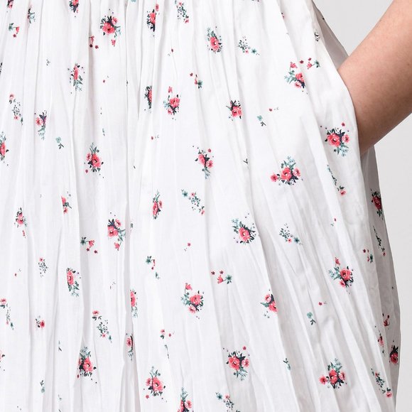 eShakti Floral Print Cotton Lattice Trim Dress - Picture 4 of 10